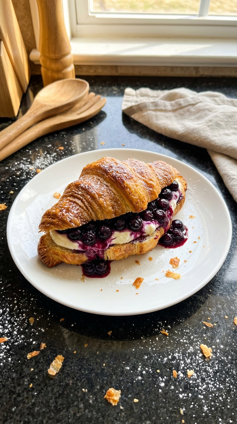 Mascarpone Stuffed Blueberry Croissant