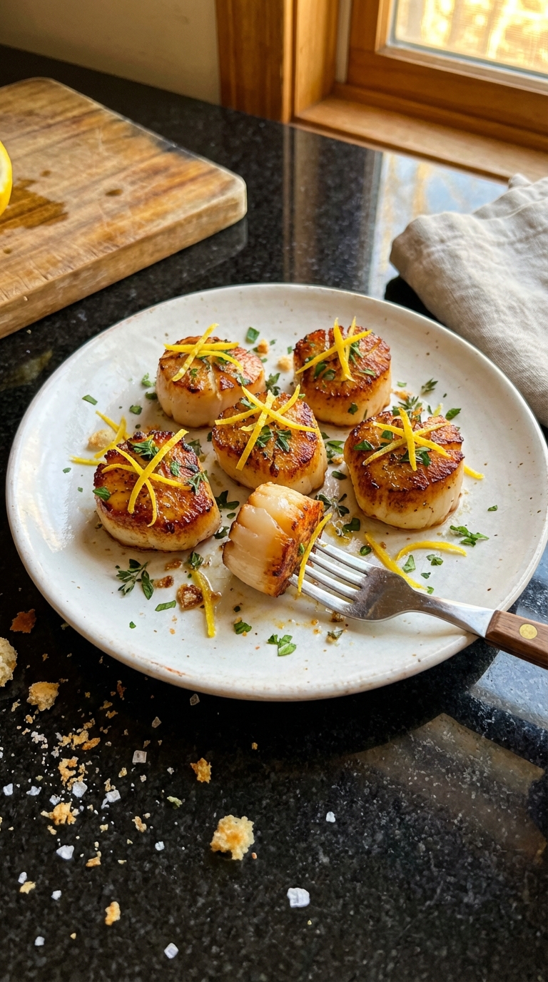 Lemon Zest Seared Scallops