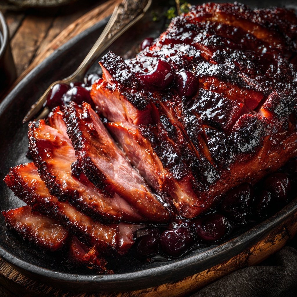 Cherry Bourbon Glazed Ham Centerpiece