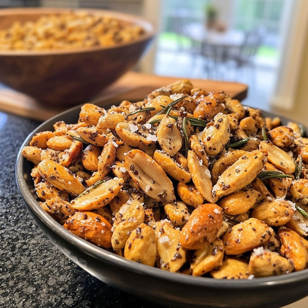 Sweet and Savory Roasted Nuts with Rosemary