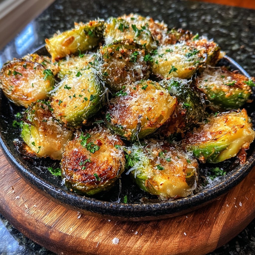 Roasted Garlic Parmesan Brussels Sprouts