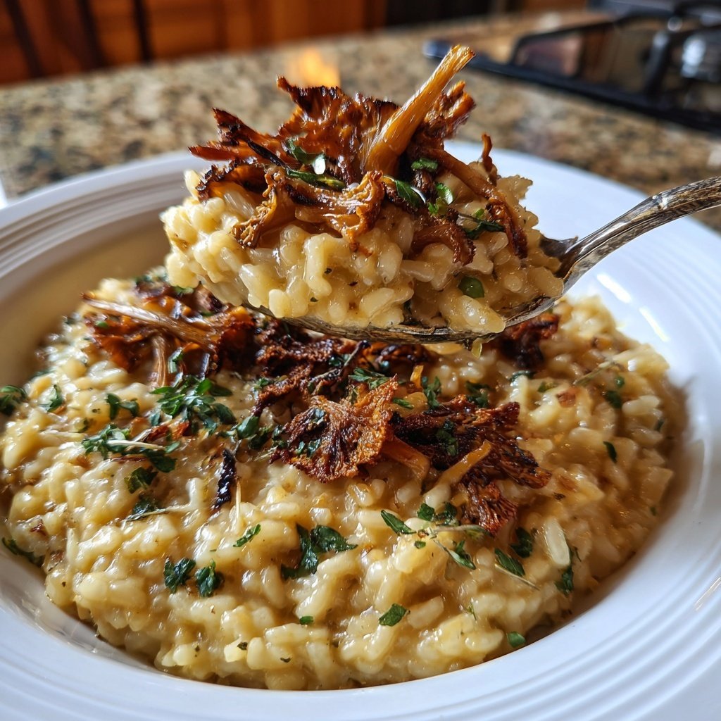 Oven Risotto with Crispy Mushrooms