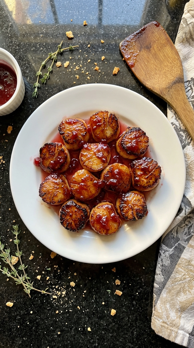 Cranberry-Glazed Seared Scallops
