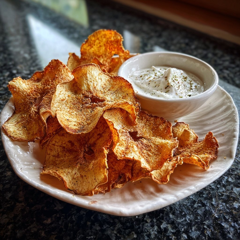 Crispy Apple Chips with Dip