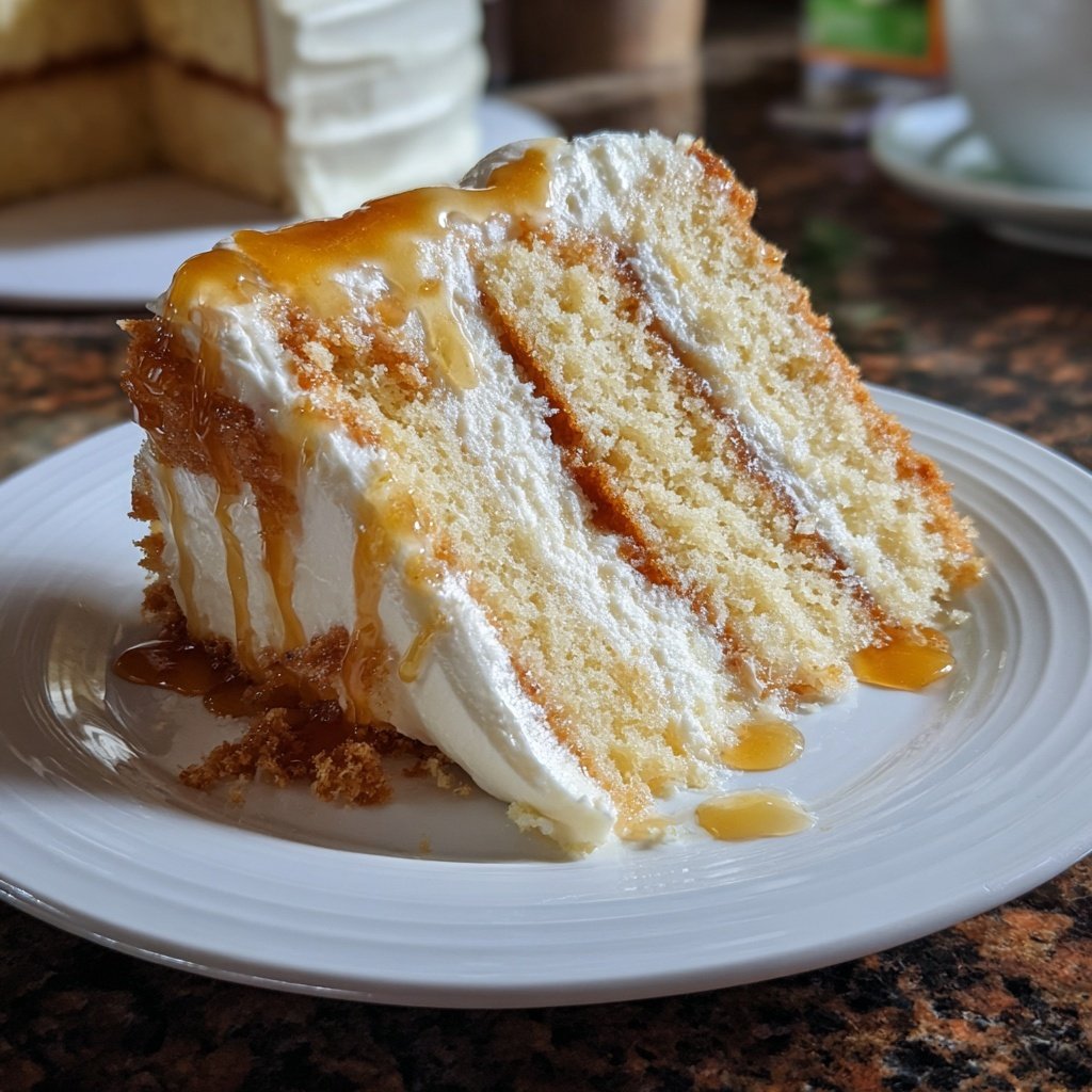 Vanilla Velvet Cake with Honey Syrup