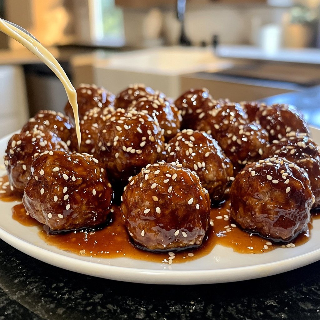 Korean BBQ Meatballs with Spicy Mayo Dip