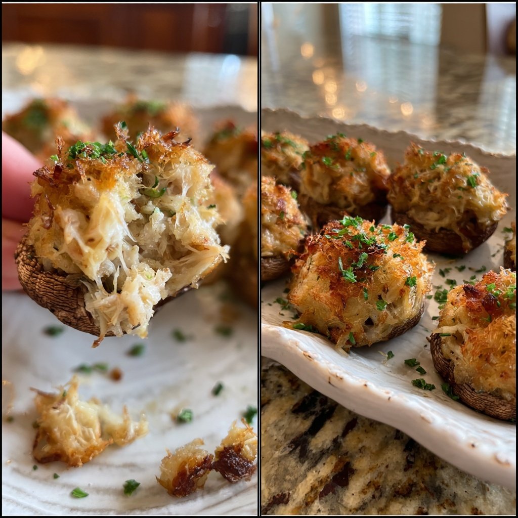 Crab Cake Stuffed Mushrooms