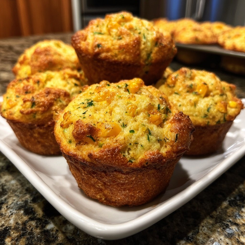 Cheesy Zucchini Cornbread Muffins