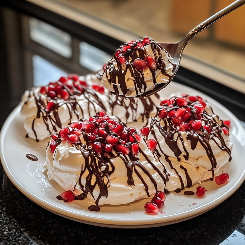 Vegan Pavlovas with Pomegranates and Chocolate
