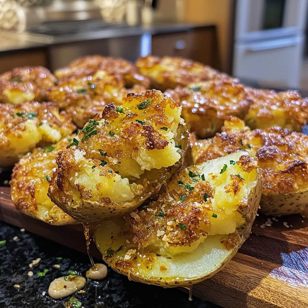 Crispy Smashed Potatoes Garlic
