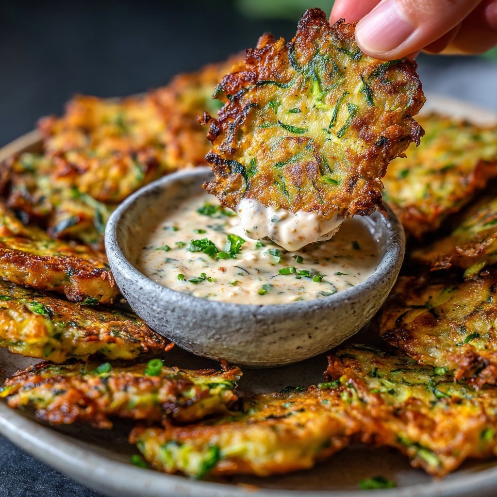 Crispy Zucchini Fritters with Dip